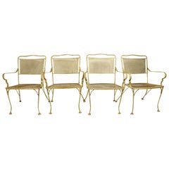 Satz von vier Patio Garden Dining Chairs:: Woodard zugeschrieben
