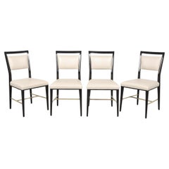 Set of Four Paul McCobb "Irwin" Mahogany Brass Dining Chairs