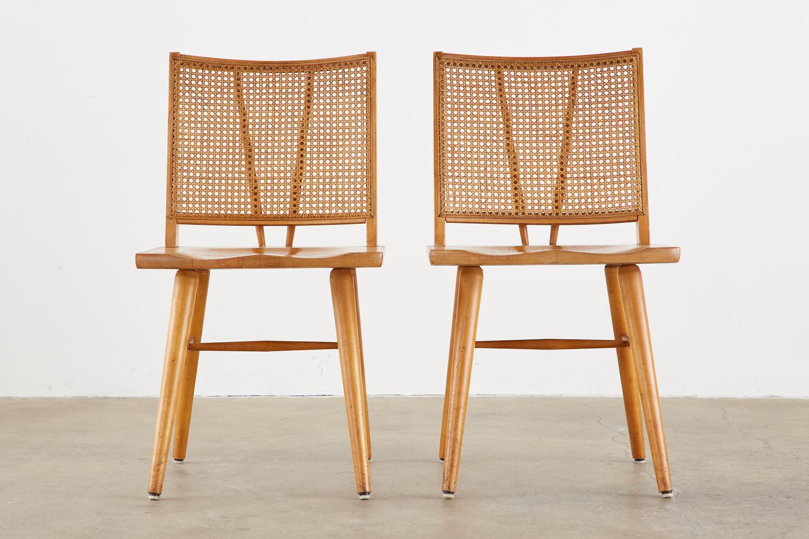 Cane Set of Four Paul McCobb Maple Dining Chairs