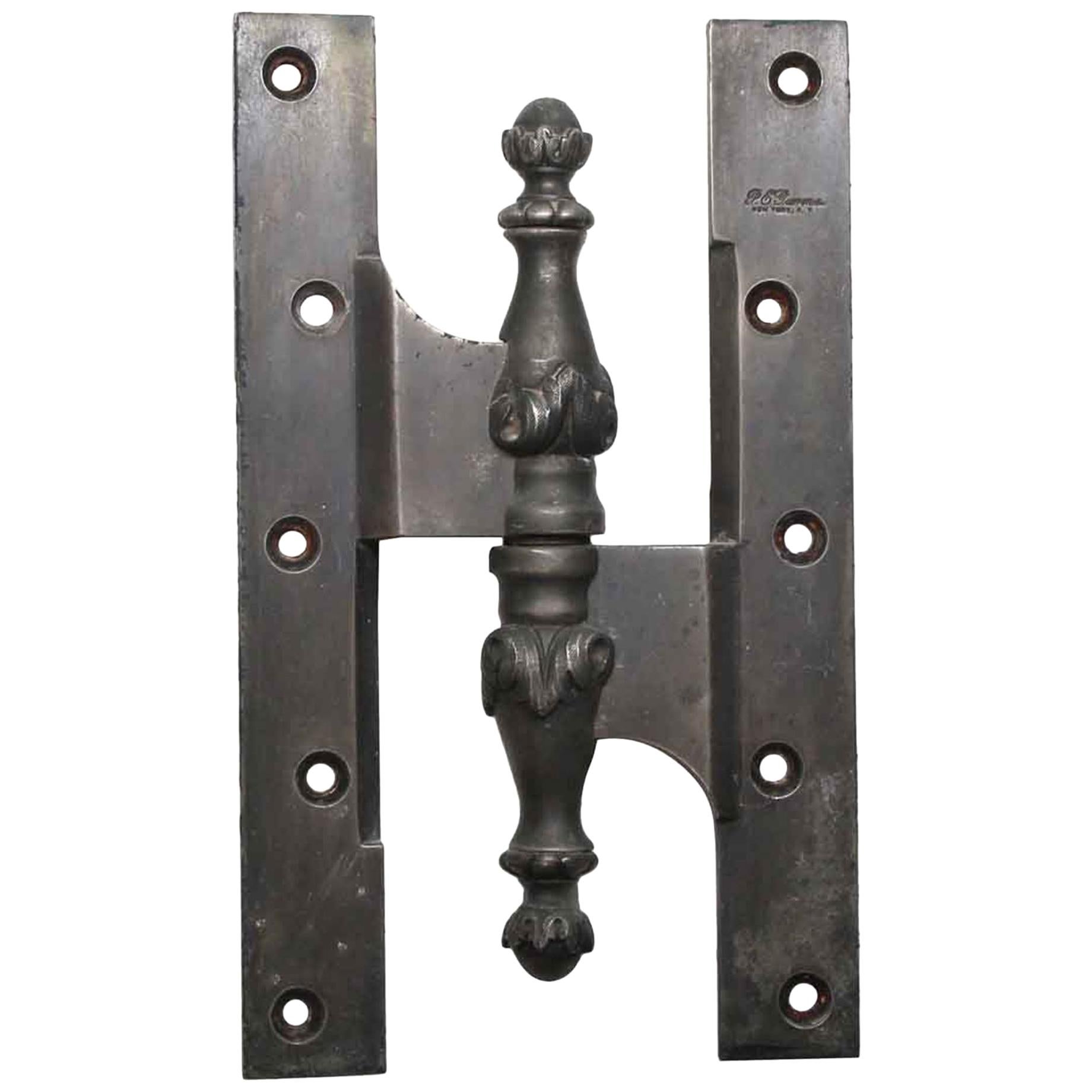 Gothic style P.E. Guerin H shaped paumelle hinge with decorative steeple tips and nickel plating. No. 75042. Priced as a set of four. Please note, this item is located in our Scranton, PA location.
