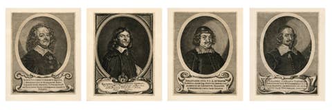 Set of Four Peace of Westphalia Portrait Engravings by Matthäus Merian II, 1652