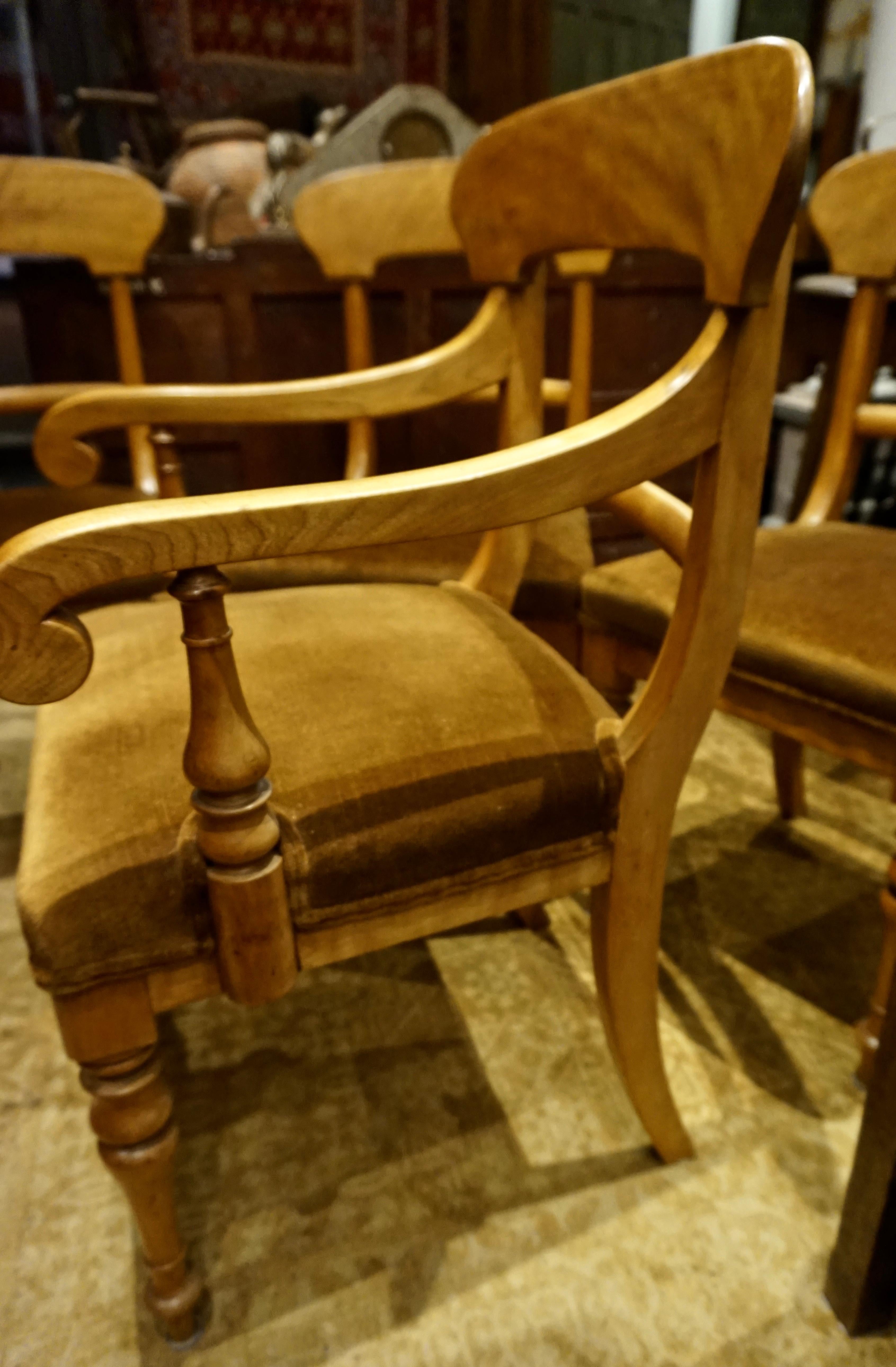 Set of Four Pearwood Chairs England with Horsehair Upholstery In Good Condition For Sale In Vancouver, British Columbia