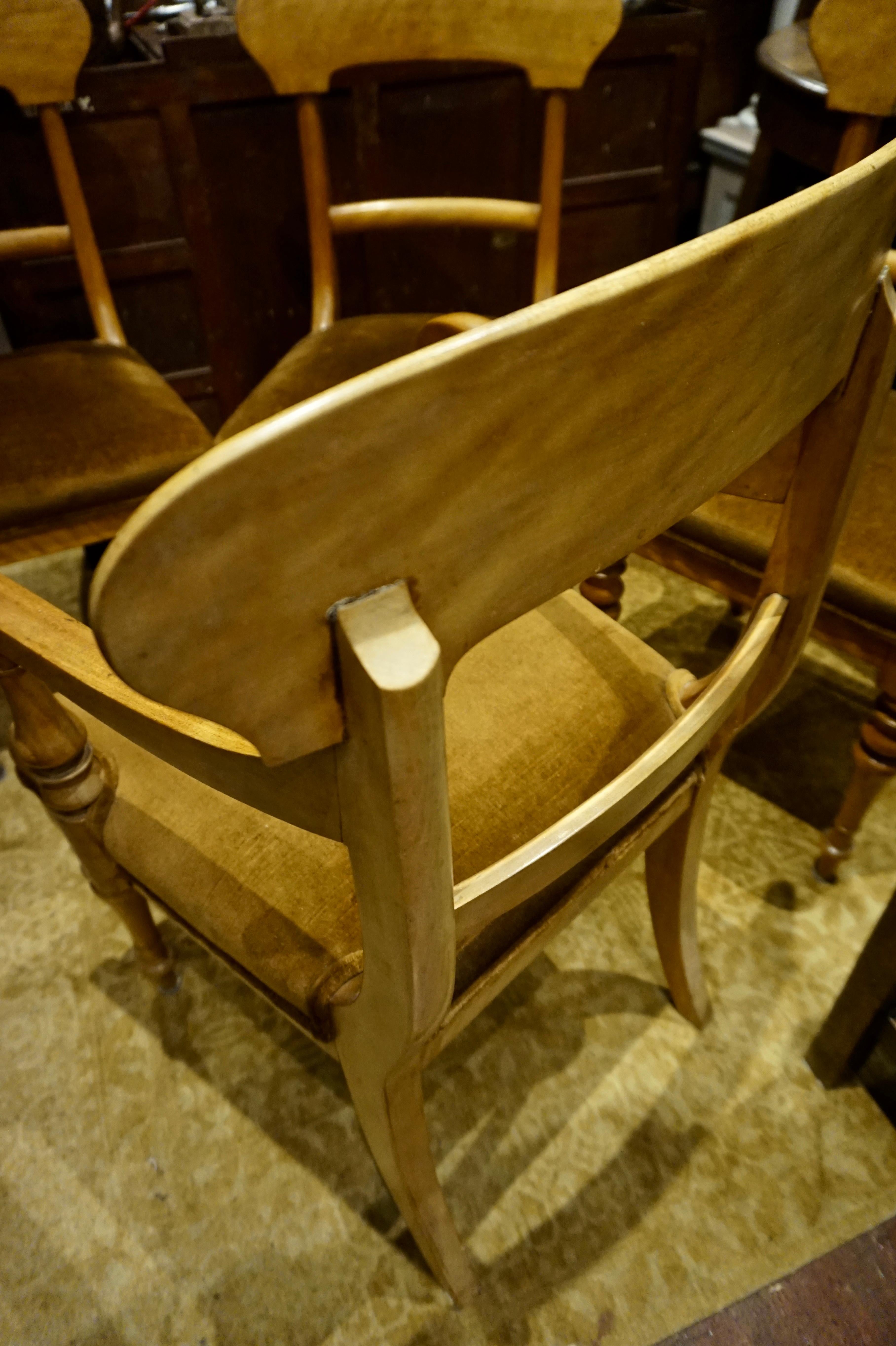 Set of Four Pearwood Chairs England with Horsehair Upholstery For Sale 1
