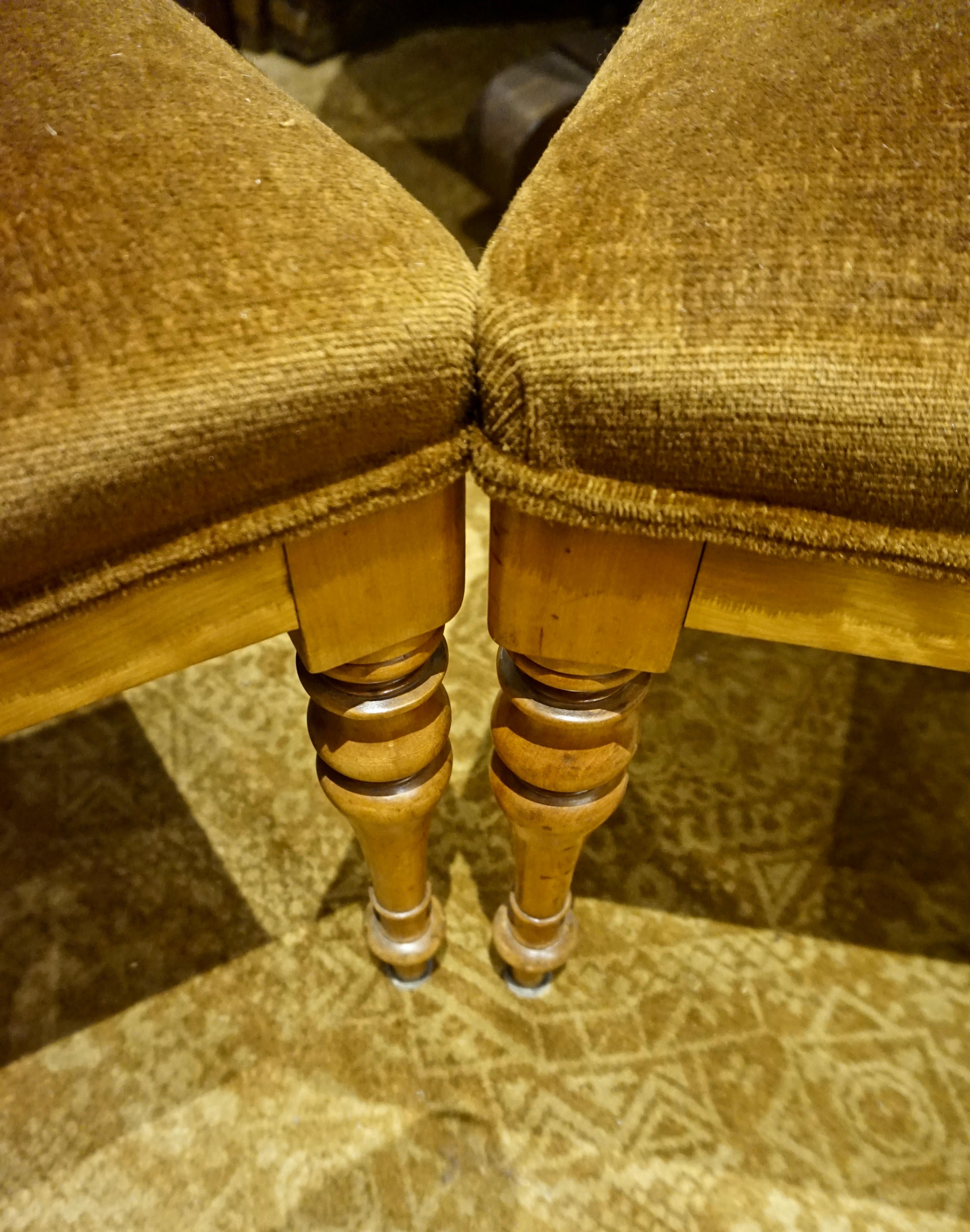 Set of Four Pearwood Chairs England with Horsehair Upholstery For Sale 2
