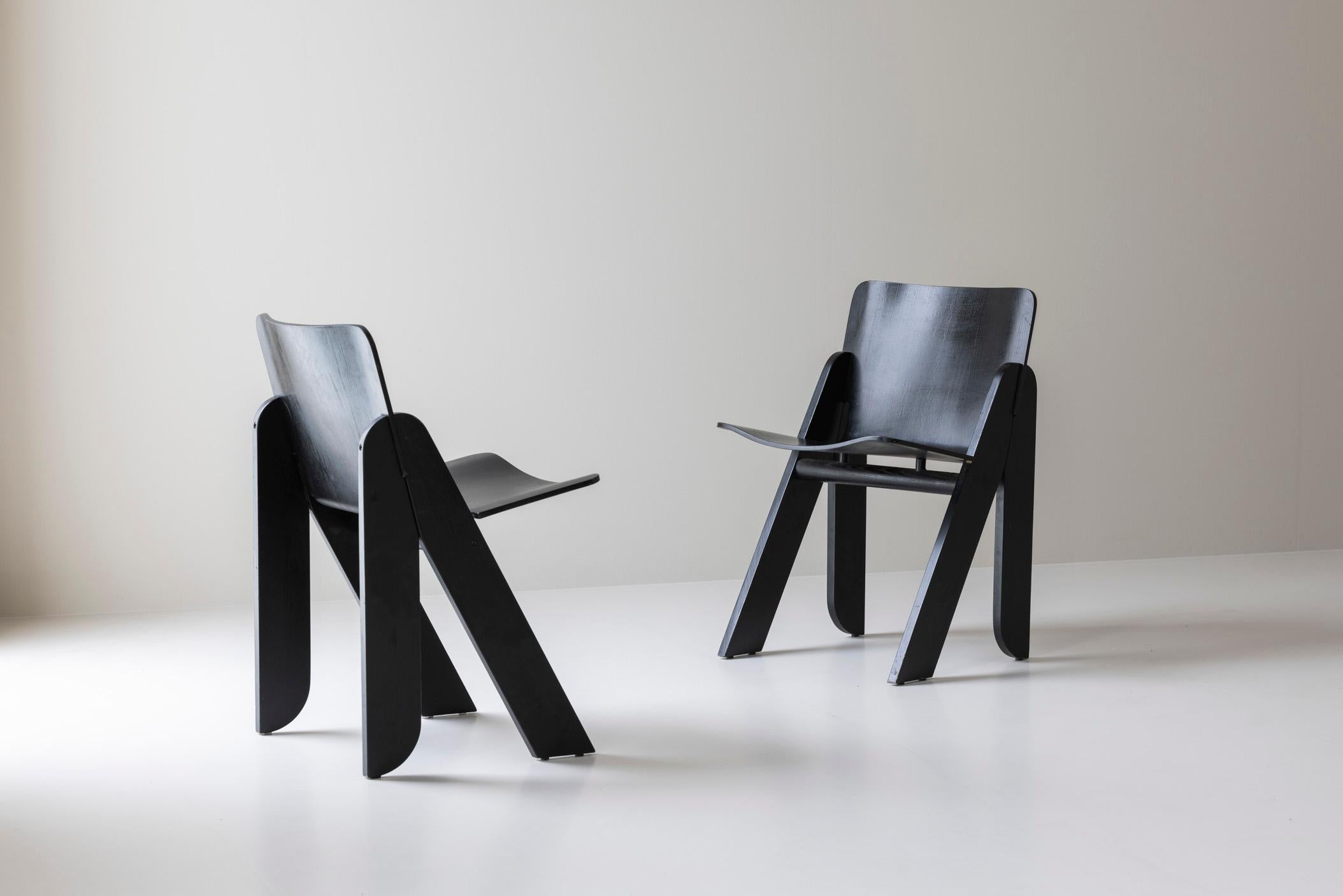 Mid-Century Modern Set of Four ‘Peota’ Dining Chairs by Gigi Sabadin for Stilwood, Italy, 1970s