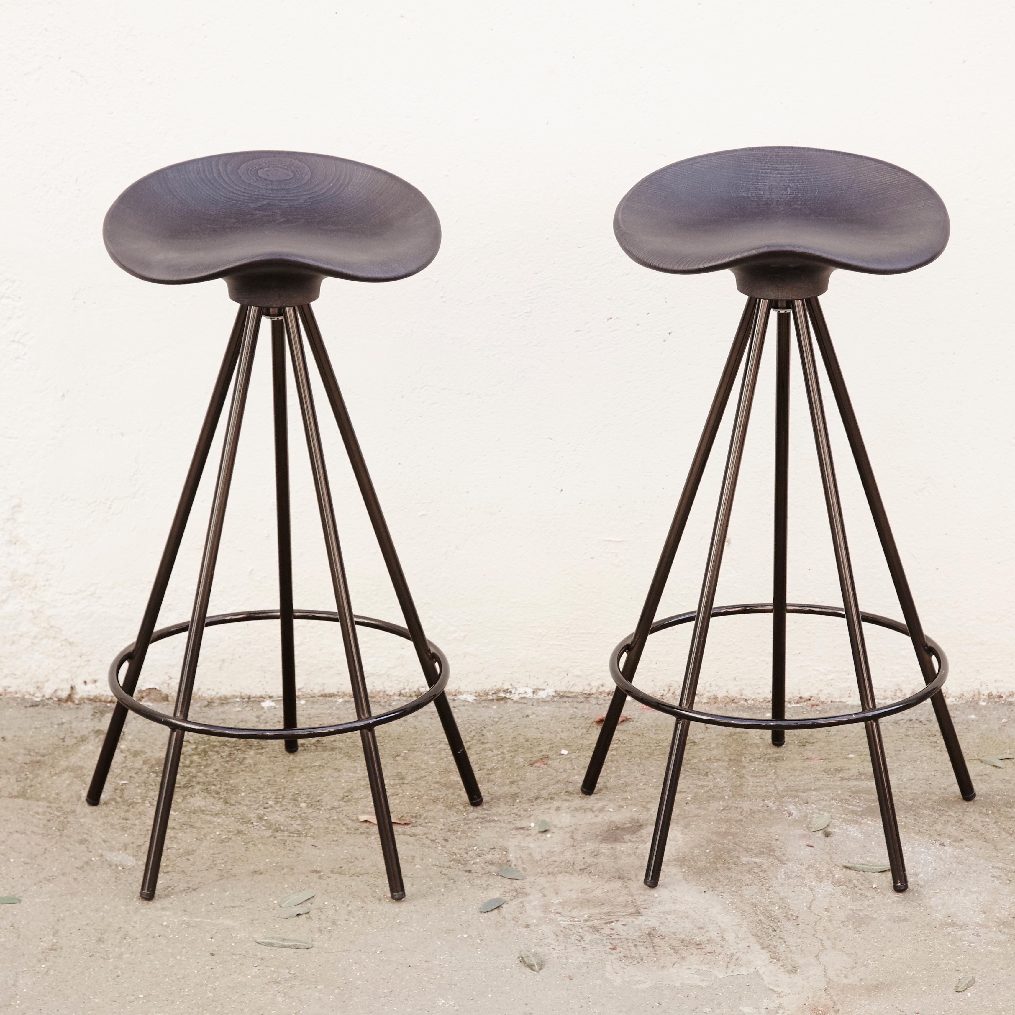 Steel Set of Four Pepe Cortes Contemporary Jamaica Black Stool for BD Barcelona