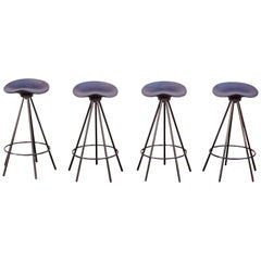 Set of Four Pepe Cortes Contemporary Jamaica Black Stool for BD Barcelona