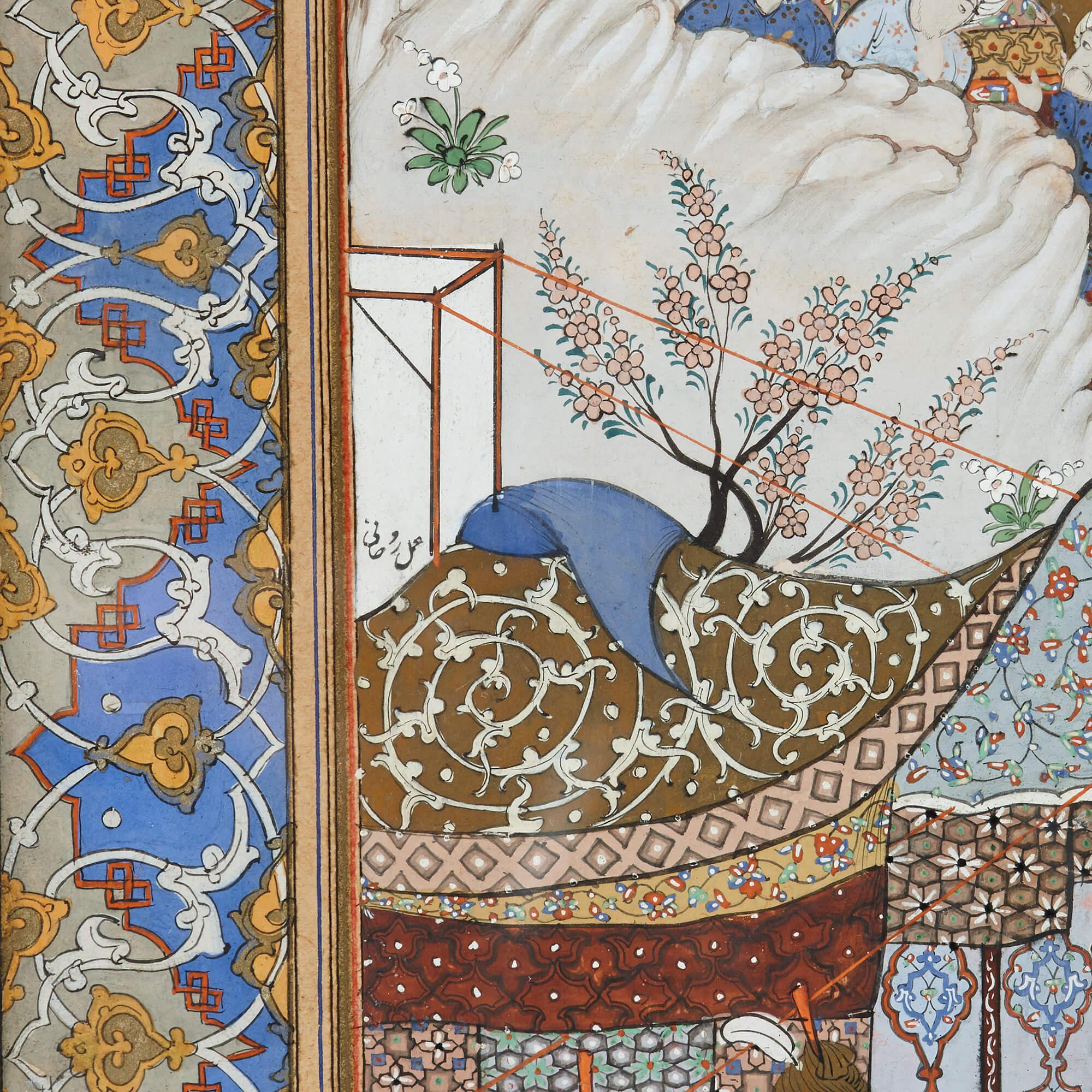 Set of Four Persian Paintings, Qajar Period In Excellent Condition In London, GB