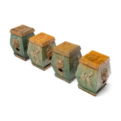Set of Four Petite Chinese Sancai Garden Drums, 19th Century