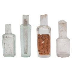 Antique Set of Four Petite Glass Chinese Medicine Bottles