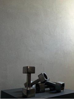 Juego de cuatro candelabros de peltre de Astrid Fog para Just Andersen, Dinamarca, años 60.