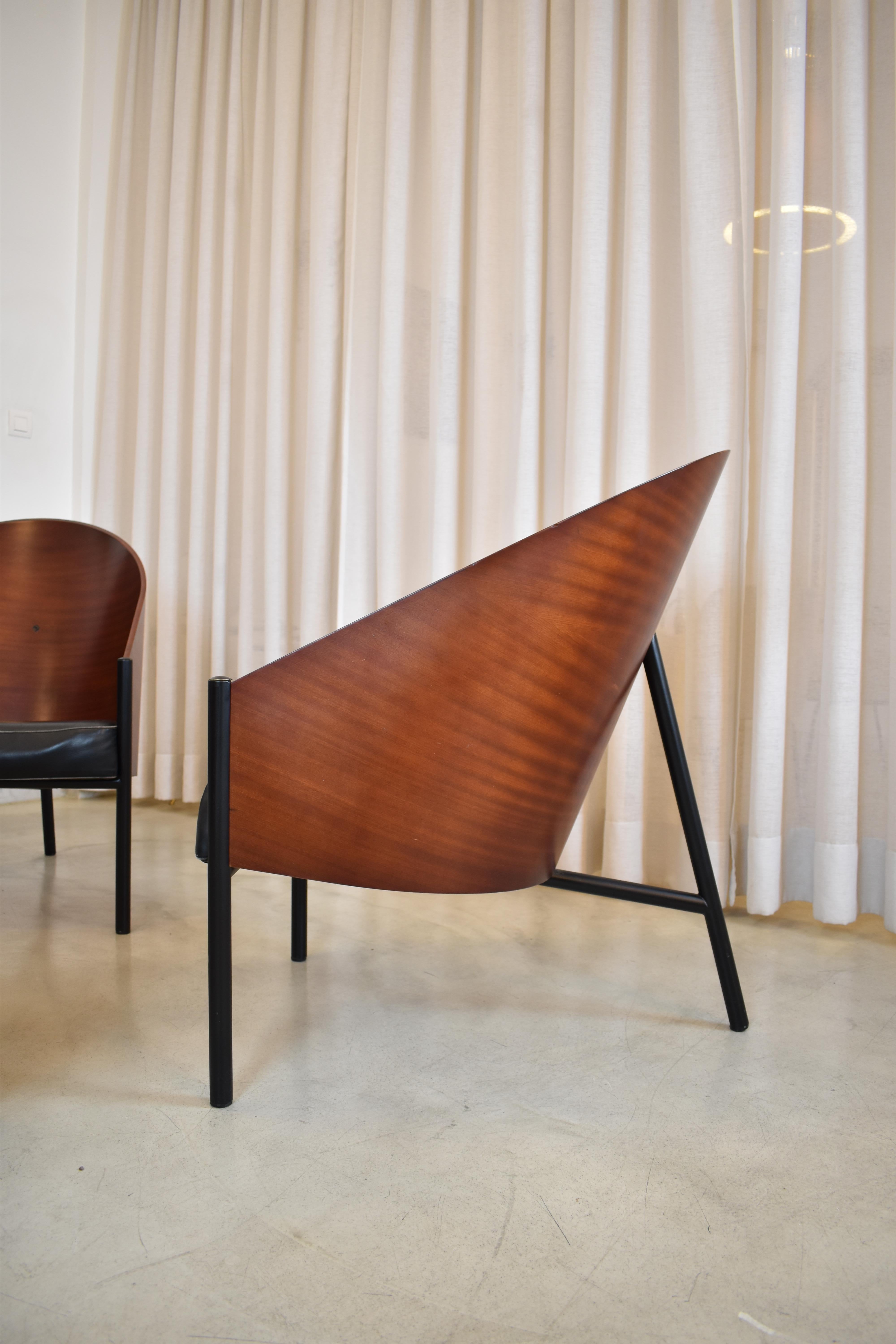 Metal Set of Two Philippe Starck Armchairs, 1st Ed., Pratfall for Driade, Italy, 1984 For Sale