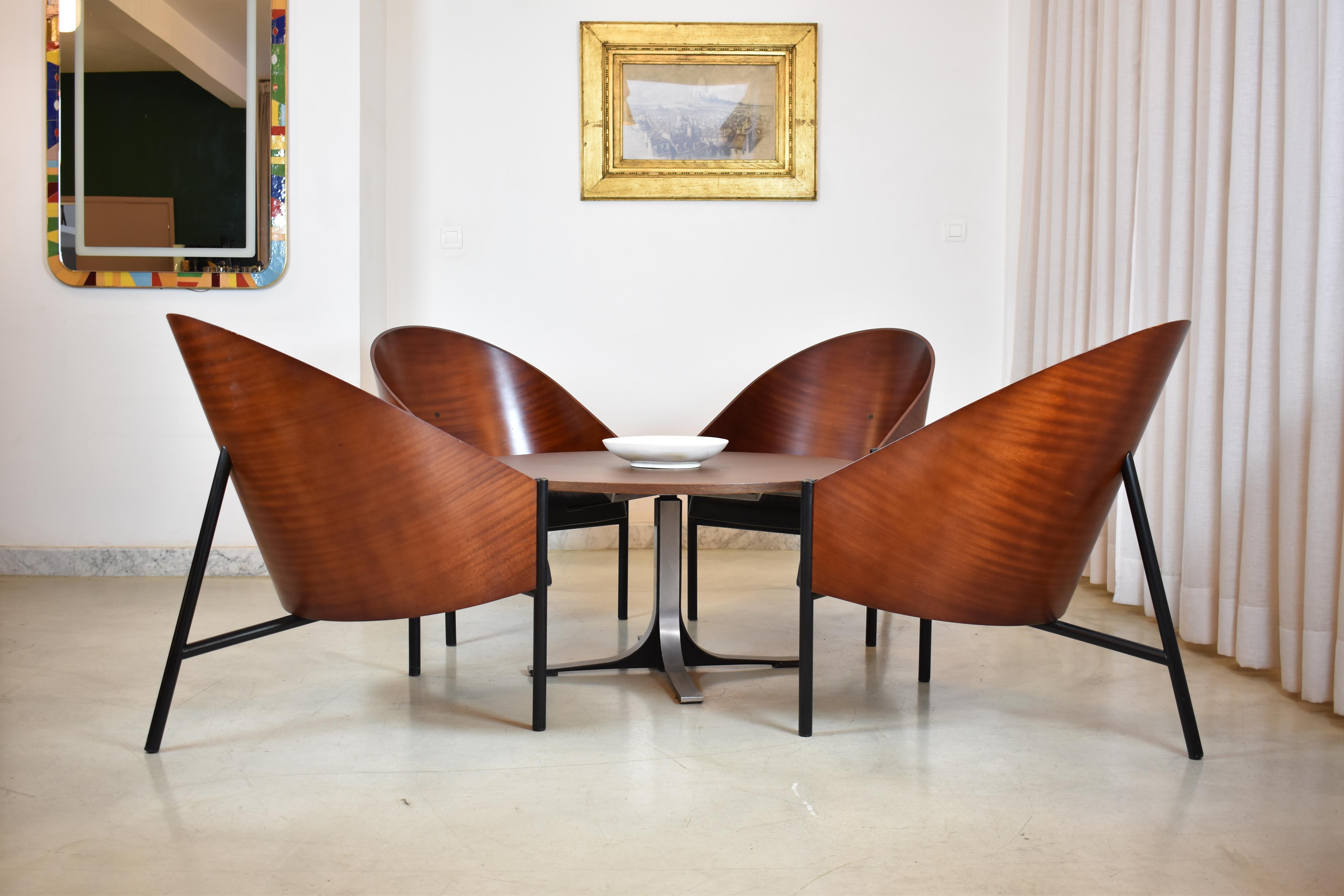 Post-Modern Set of Four Philippe Starck Armchairs, 1st Ed., Pratfall for Driade, Italy, 1984 For Sale
