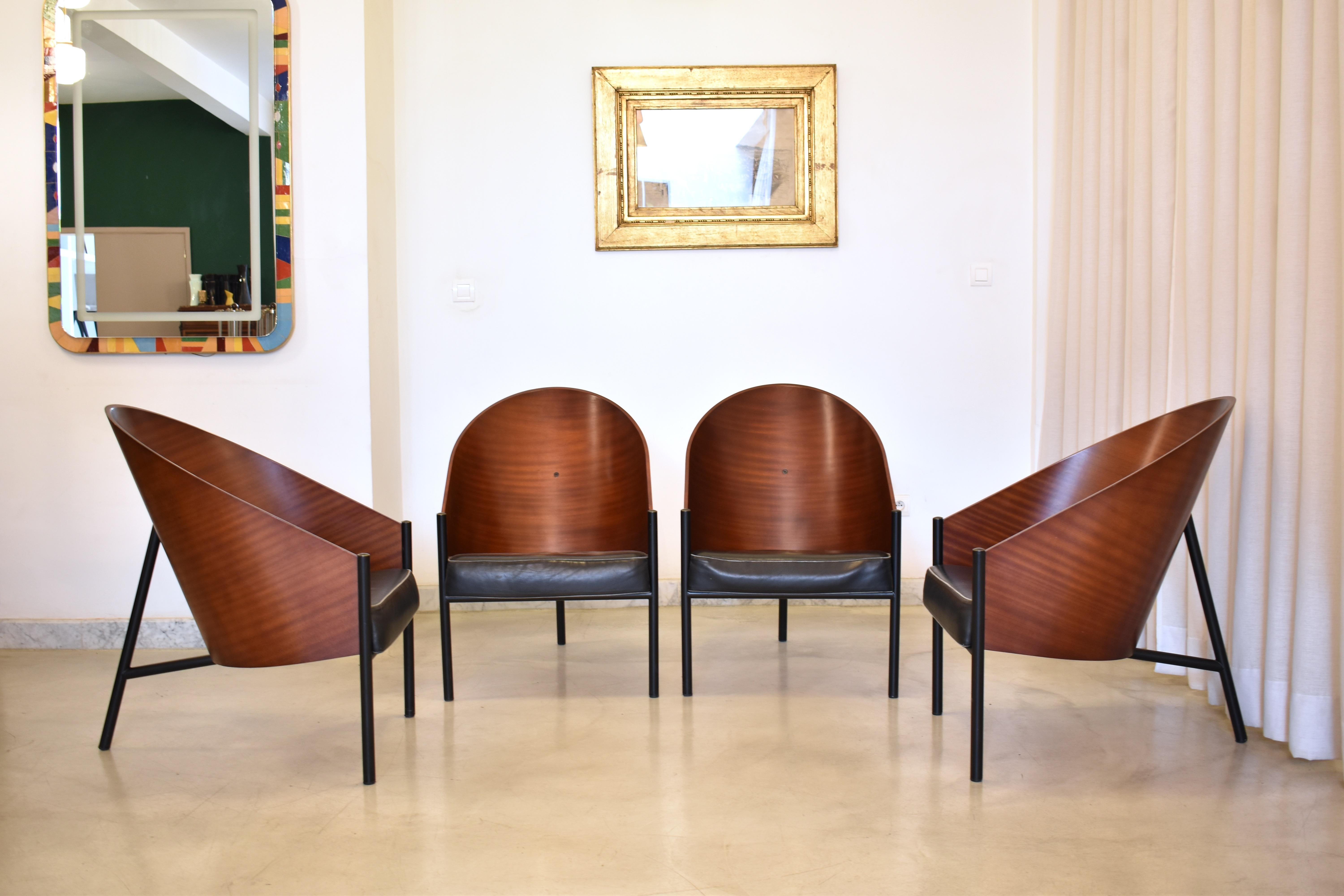 Italian Set of Four Philippe Starck Armchairs, 1st Ed., Pratfall for Driade, Italy, 1984 For Sale