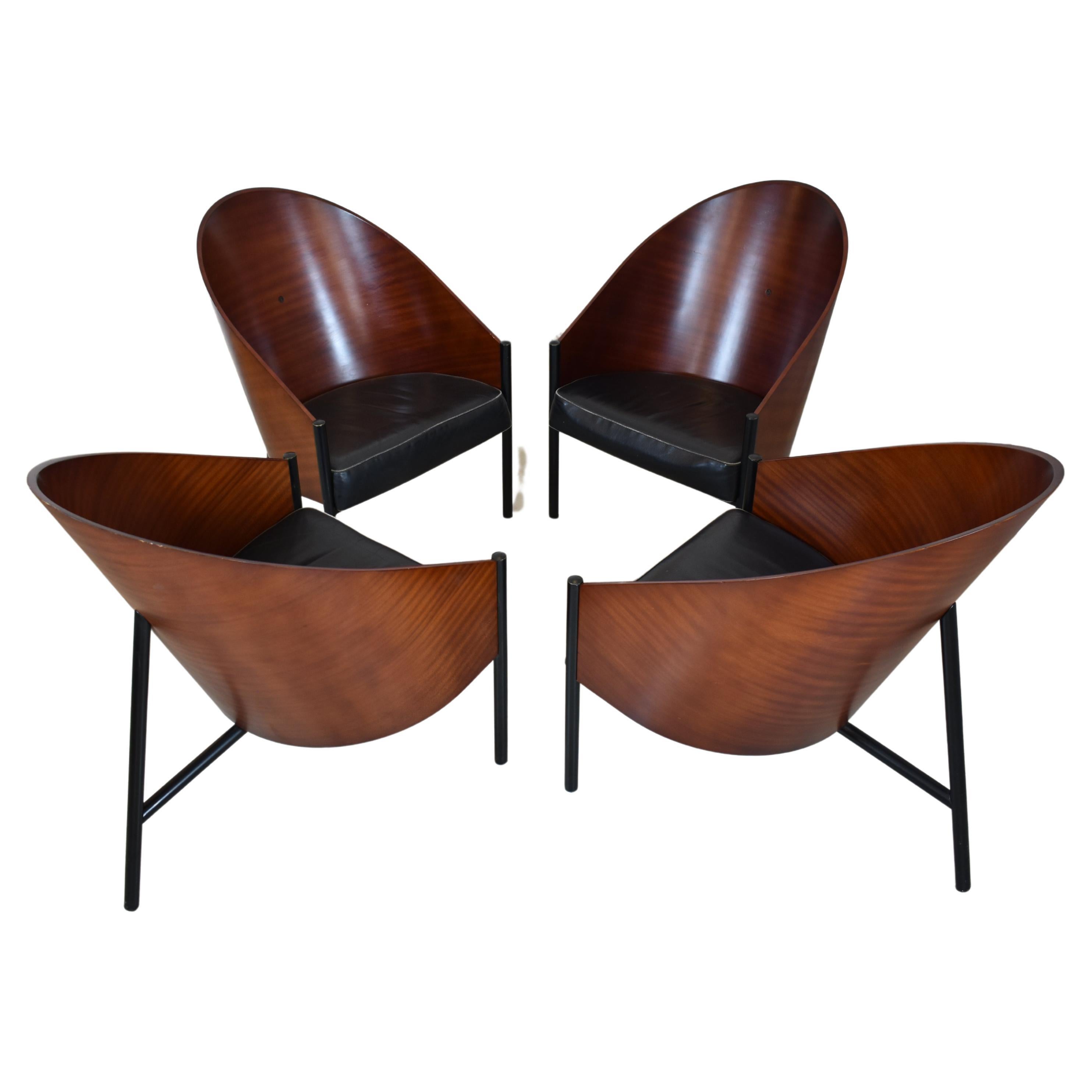 Set of Four Philippe Starck Armchairs, 1st Ed., Pratfall for Driade, Italy, 1984 For Sale