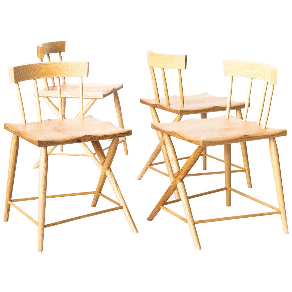 Set of Four Phinx Side / Occasional / Chairs in Ash Solids with Natural Finish For Sale