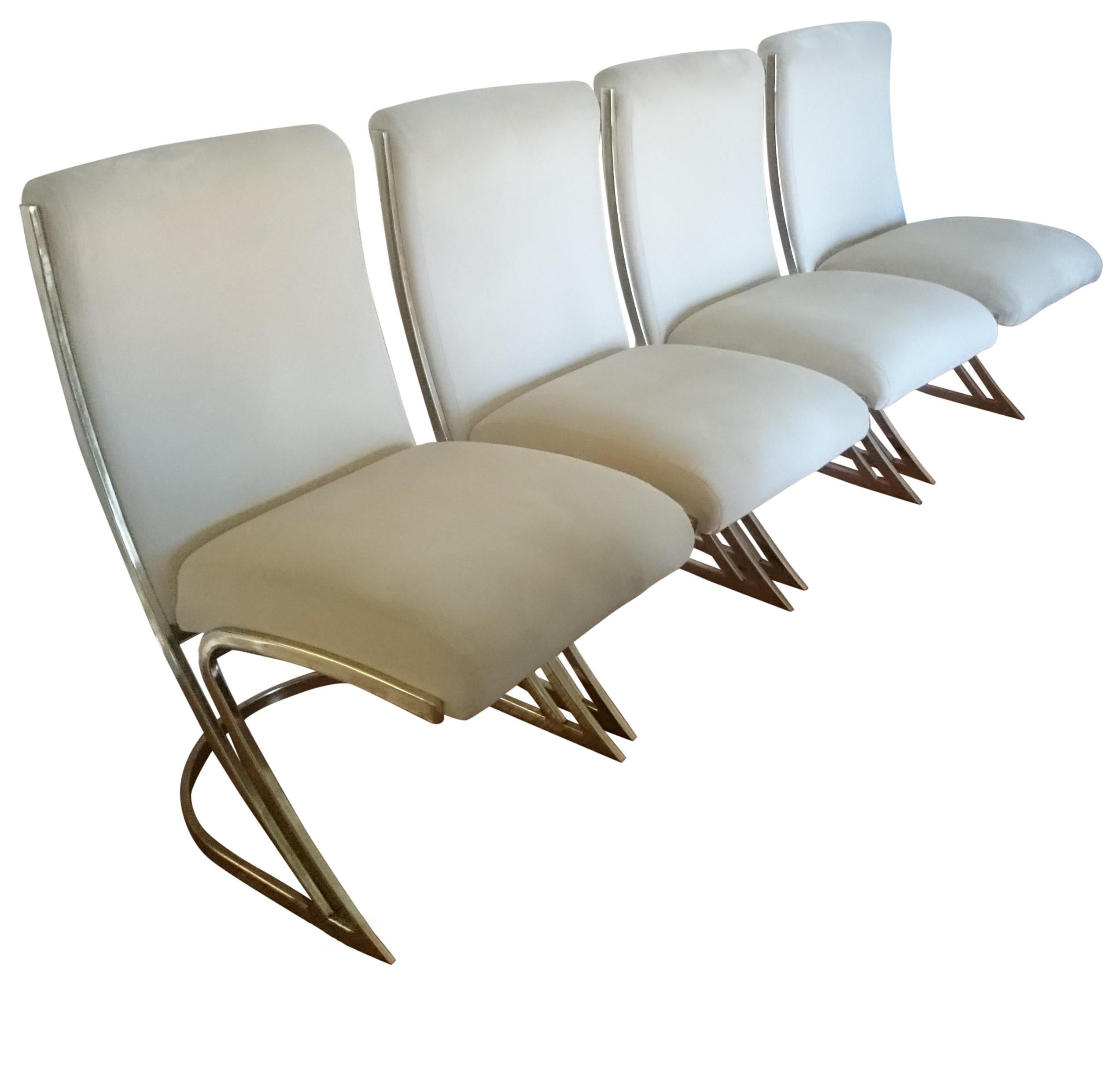 Set of Four Pierre Cardin Brass Dining Chairs For Sale