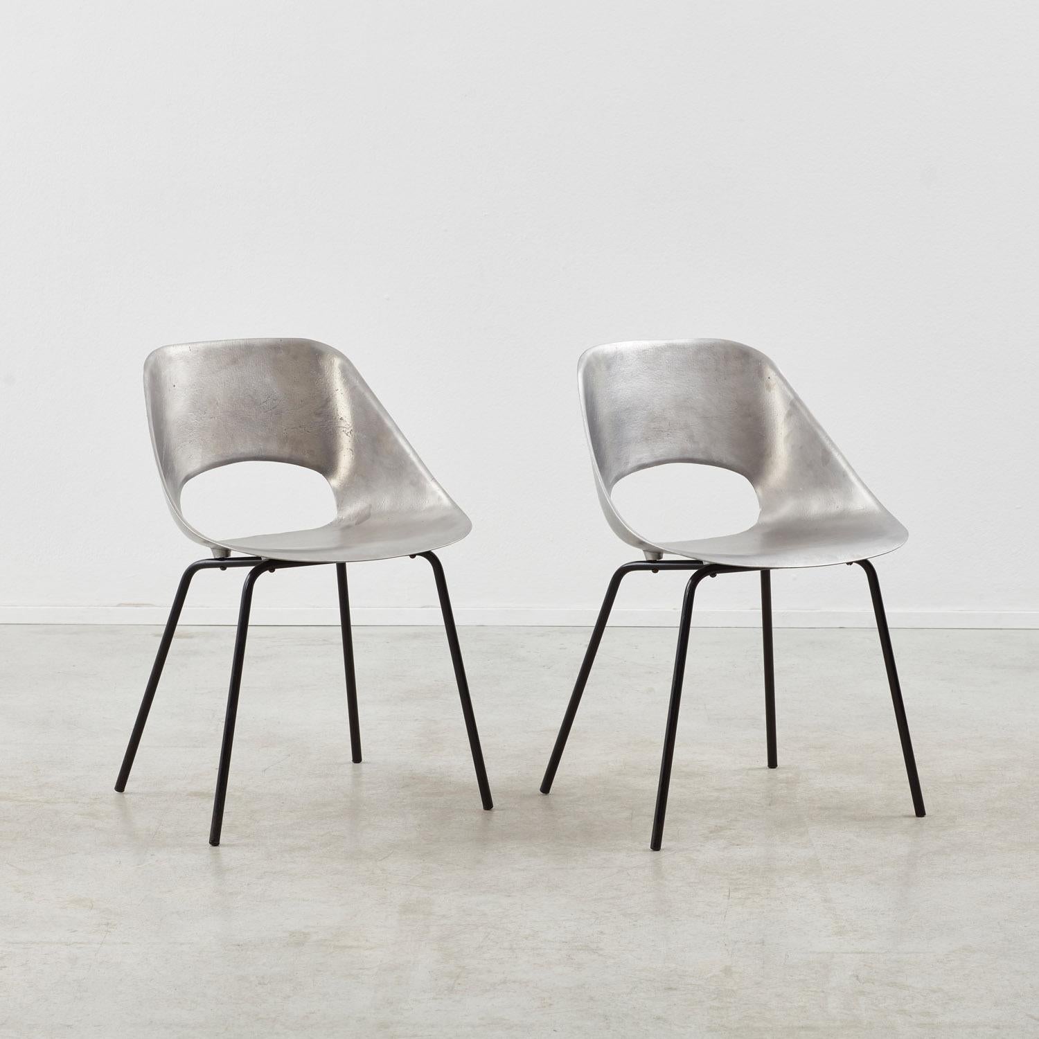 Modern Set of four Pierre Guariche Tulip chairs for Steiner, France, 1950s