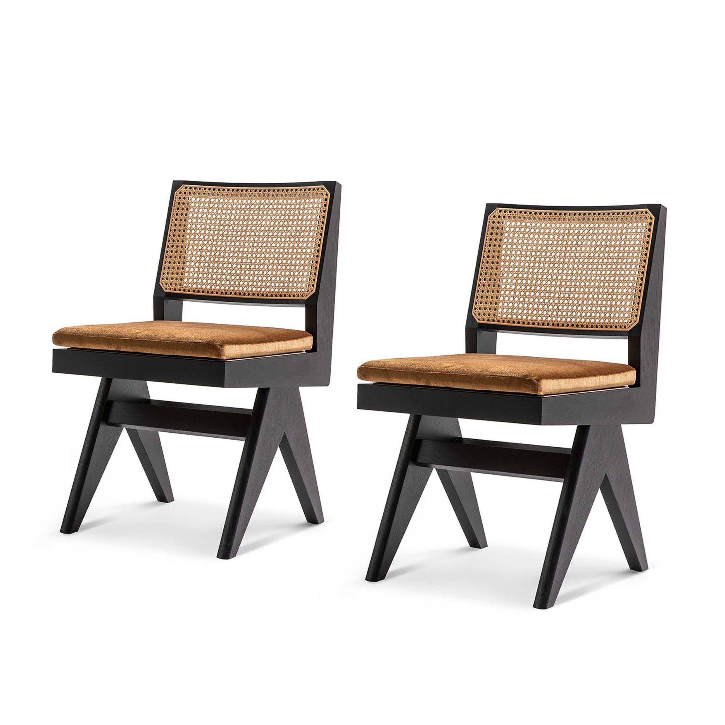 Mid-Century Modern Set of Four Pierre Jeanneret 055 Capitol Complex Chairs by Cassina For Sale