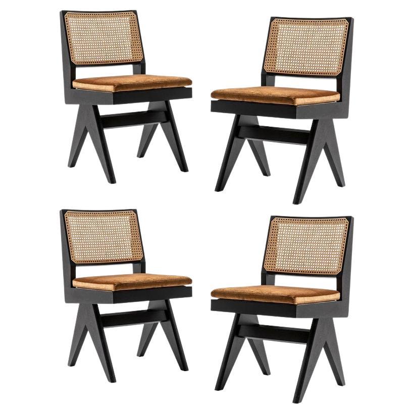 Set of Four Pierre Jeanneret 055 Capitol Complex Chairs by Cassina For Sale
