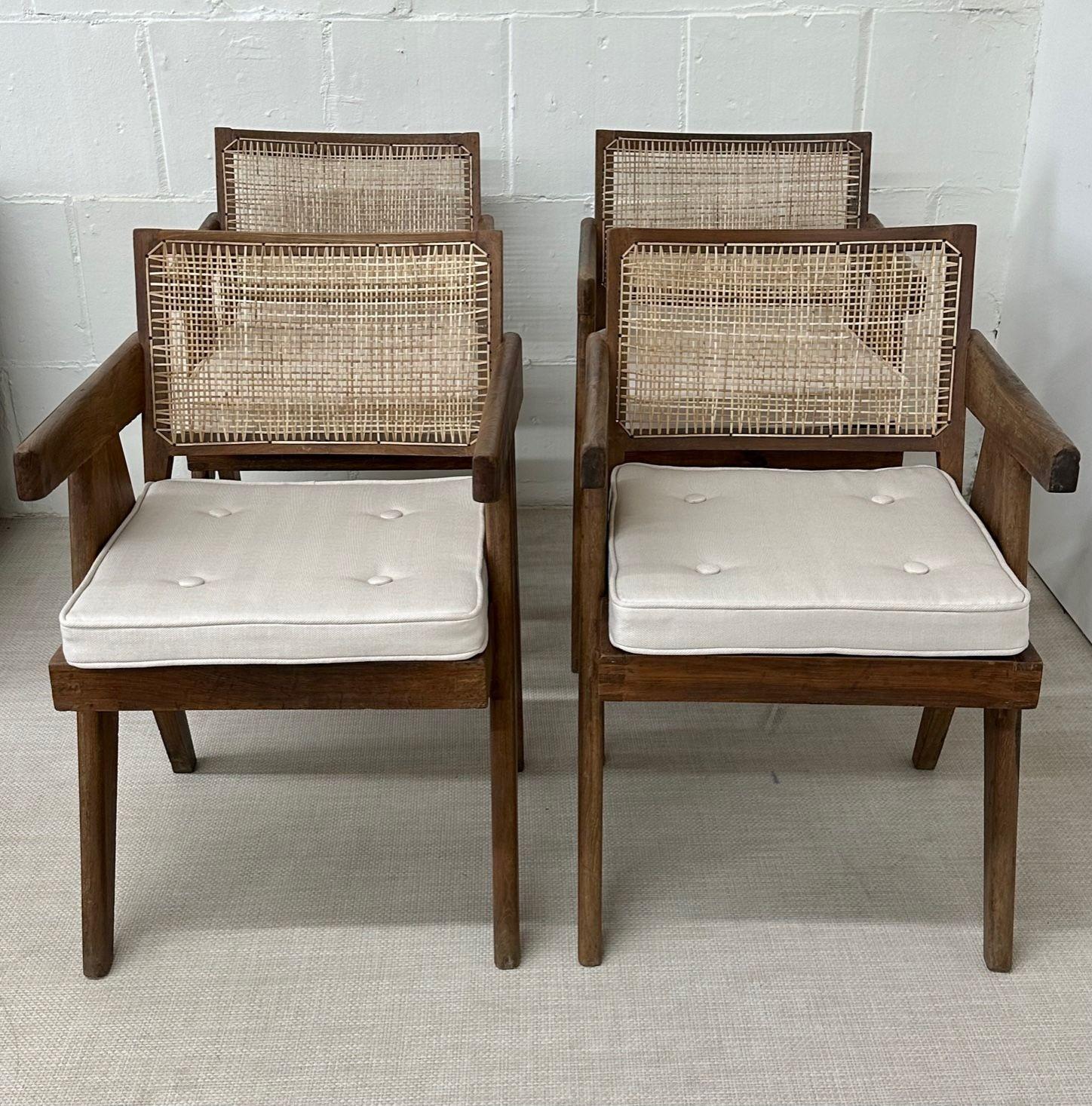 Pierre Jeanneret, Mid-Century Modern, Dining Chairs, Teak, Cane, India, 1960s 9