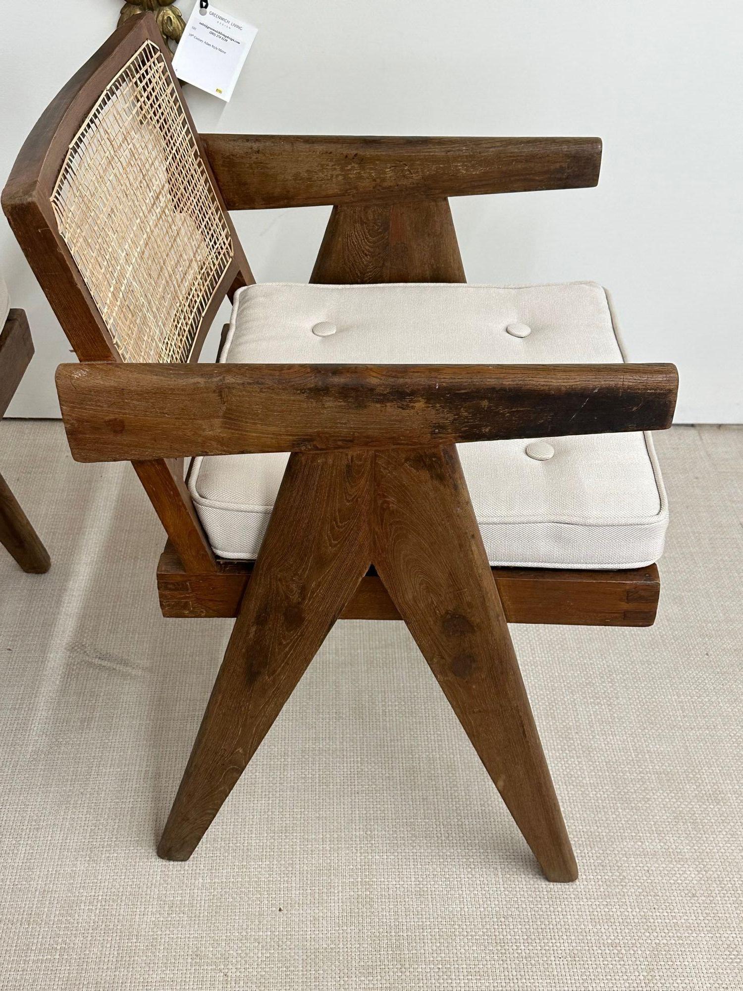 Pierre Jeanneret, Mid-Century Modern, Dining Chairs, Teak, Cane, India, 1960s 2