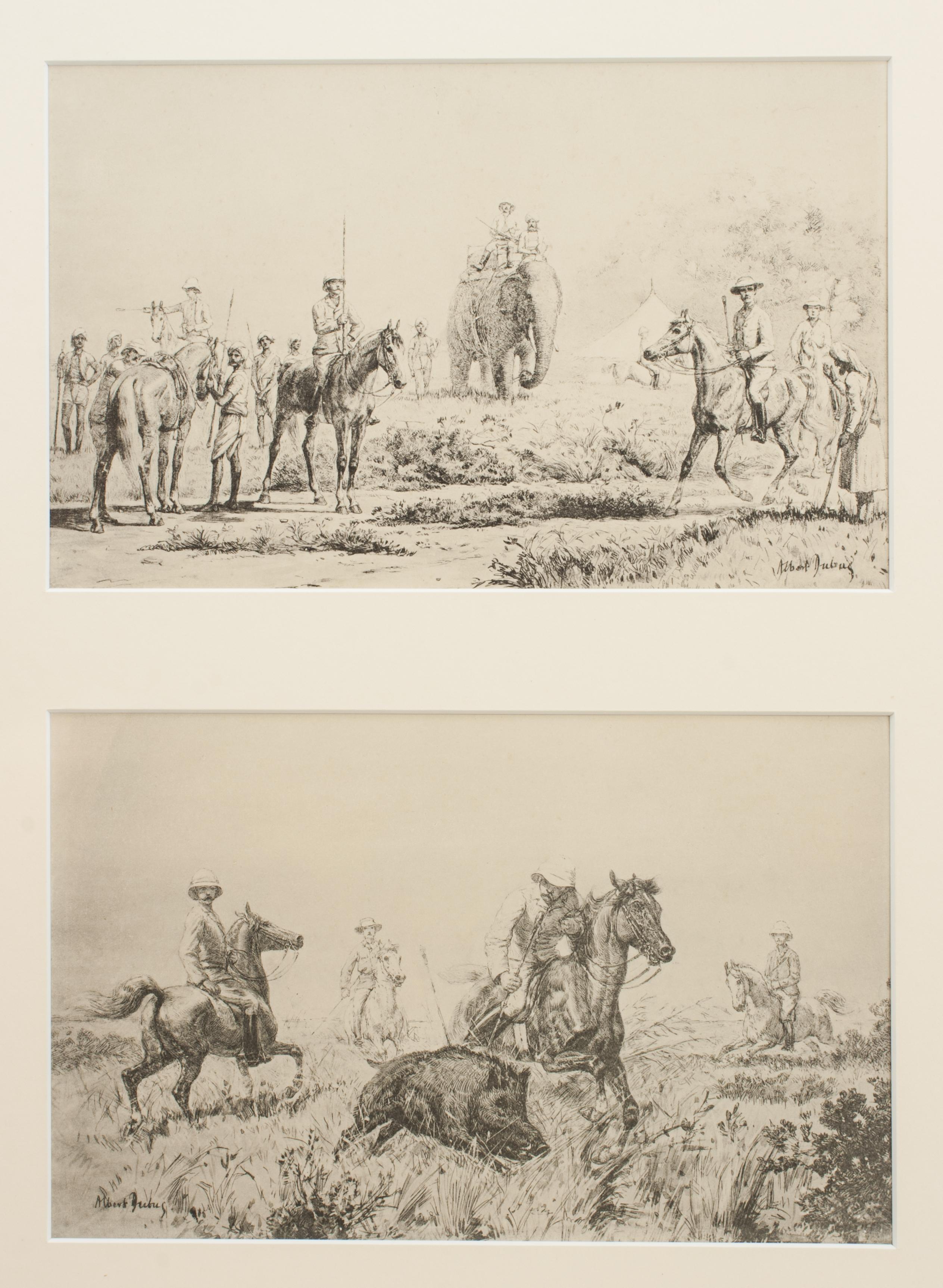 Papier Ensemble de quatre estampes de porc accroché, lithographies. en vente