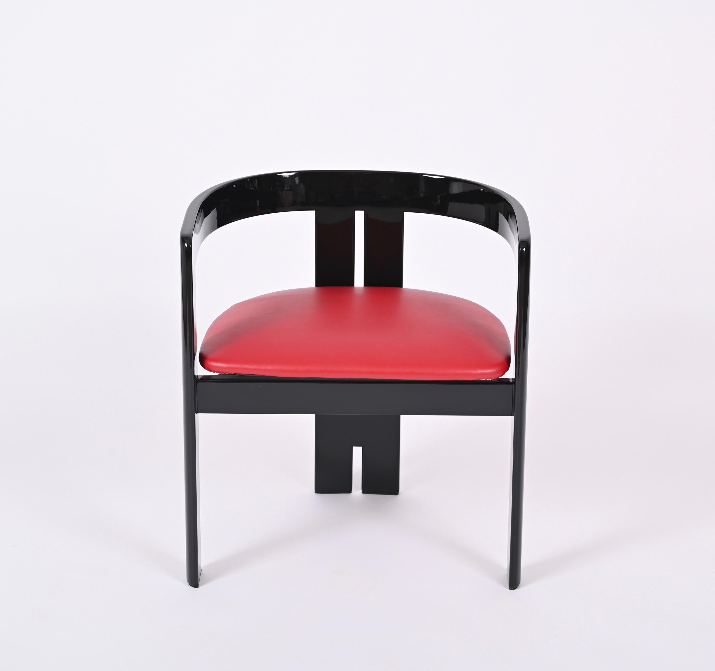 Faux Leather Set of Four Pigreco Chairs by Afra & Tobia Scarpa for Gavina, Italy 1960s For Sale