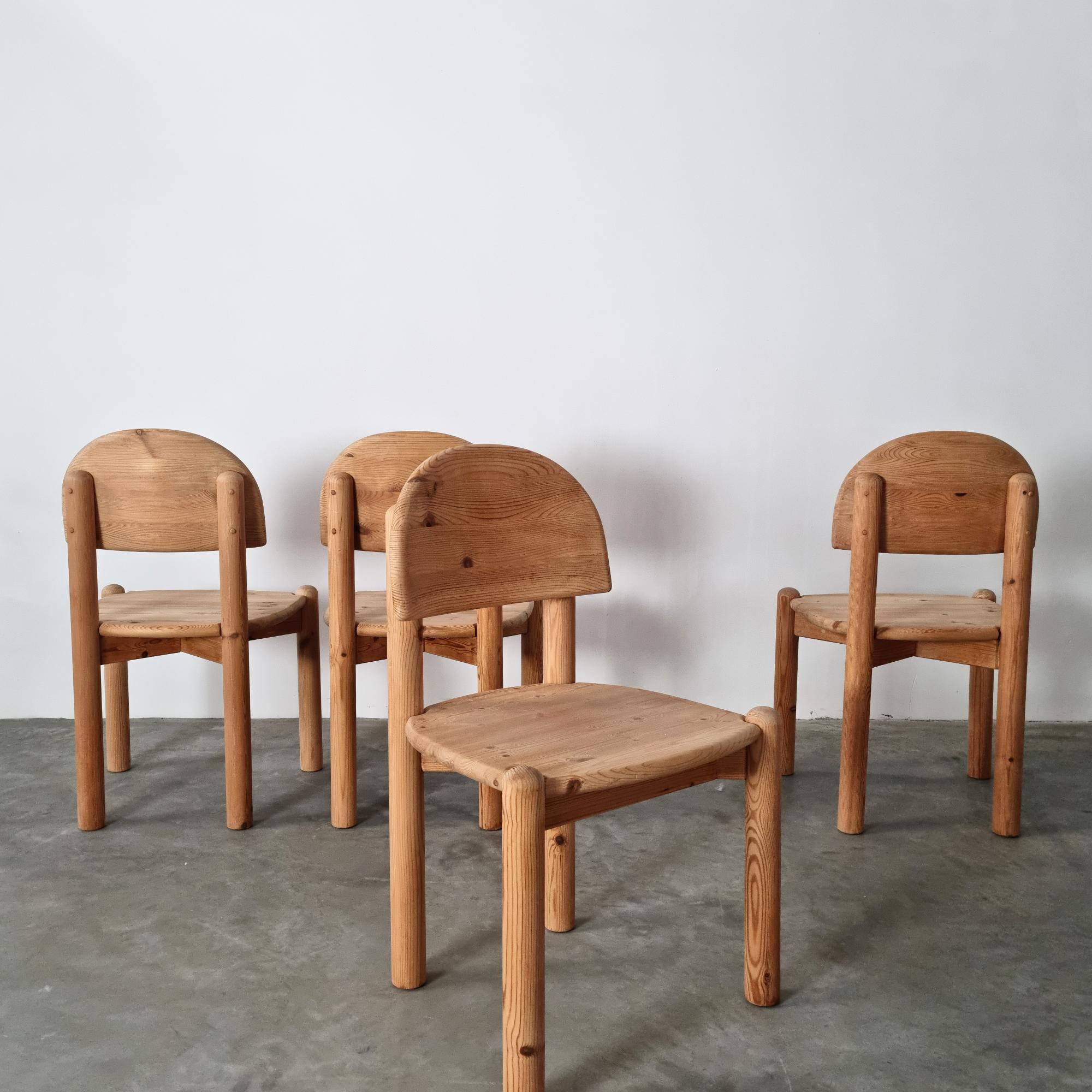Late 20th Century Set of four pine dining chairs by Daumiller, 1970s For Sale