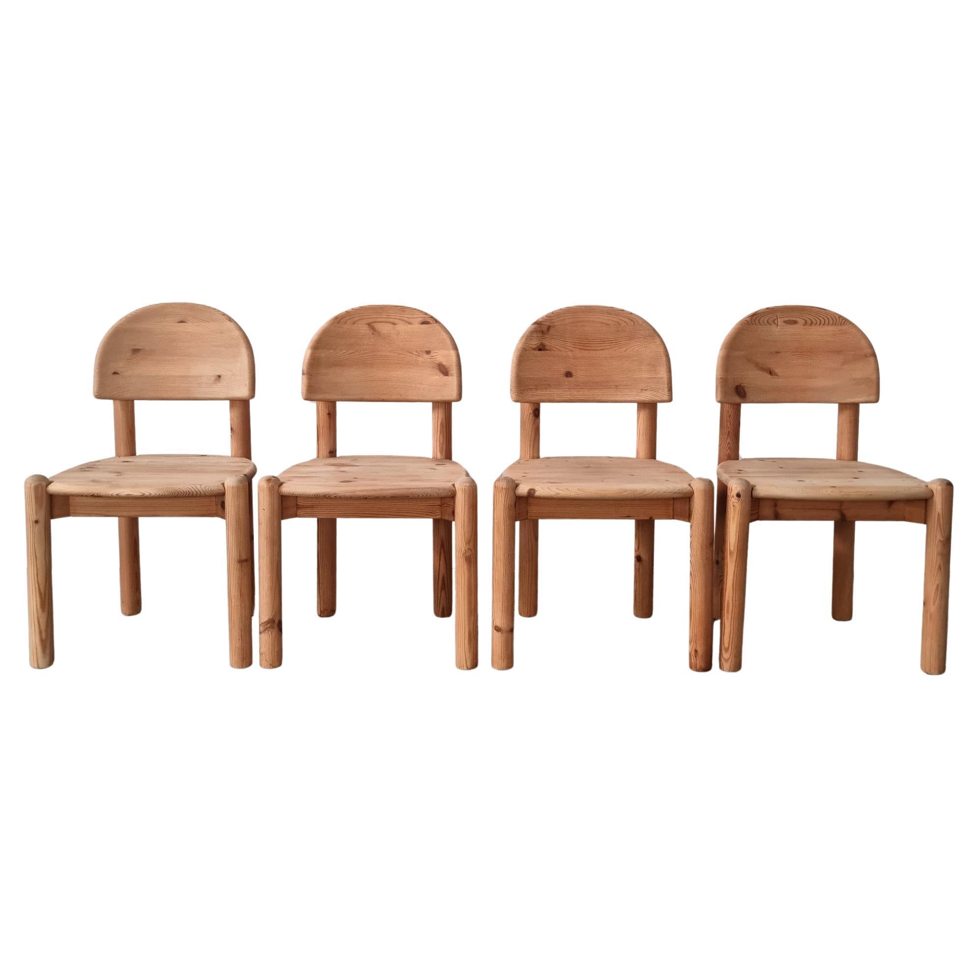 Juego de cuatro sillas de comedor de pino de Daumiller, años 70