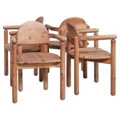 Retro Set of Four Pine Mid-Century Danish Chairs Attr. to Rainer Daumiller