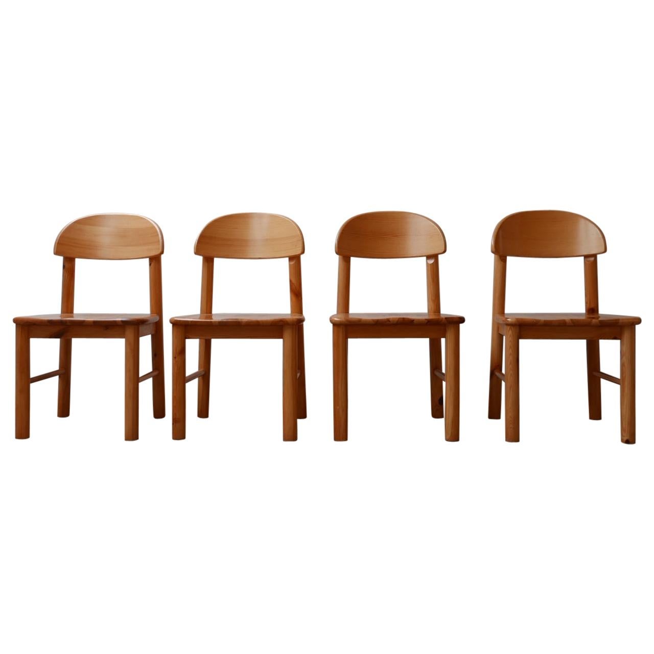 Set of Four Pine Midcentury Dining Chairs