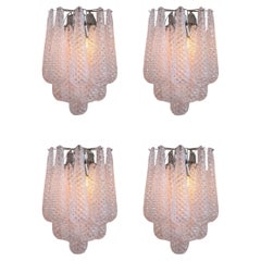Set of Four Pink Murano Wall Sconces in Drop form
