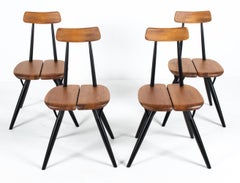 Ensemble de quatre chaises à manger Pirkka d'Ilmari Tapiovaara pour Laukaan Puu, Finlande