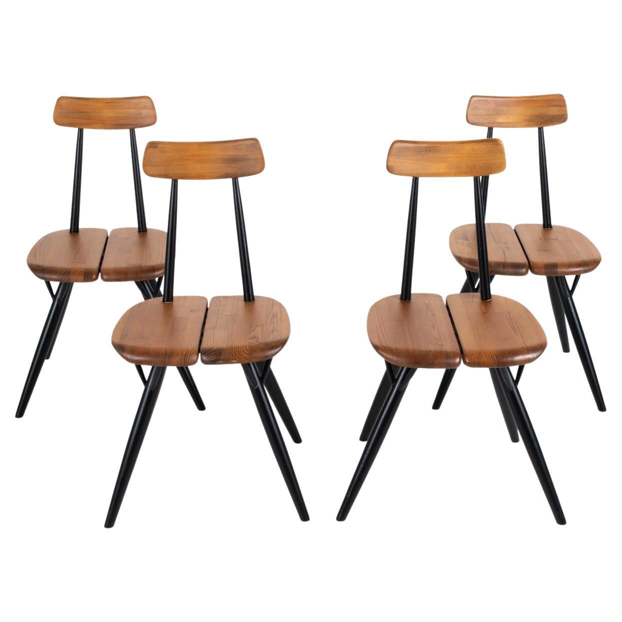 Set of Four "Pirkka" Dining Chairs by Ilmari Tapiovaara for Laukaan Puu, Finland
