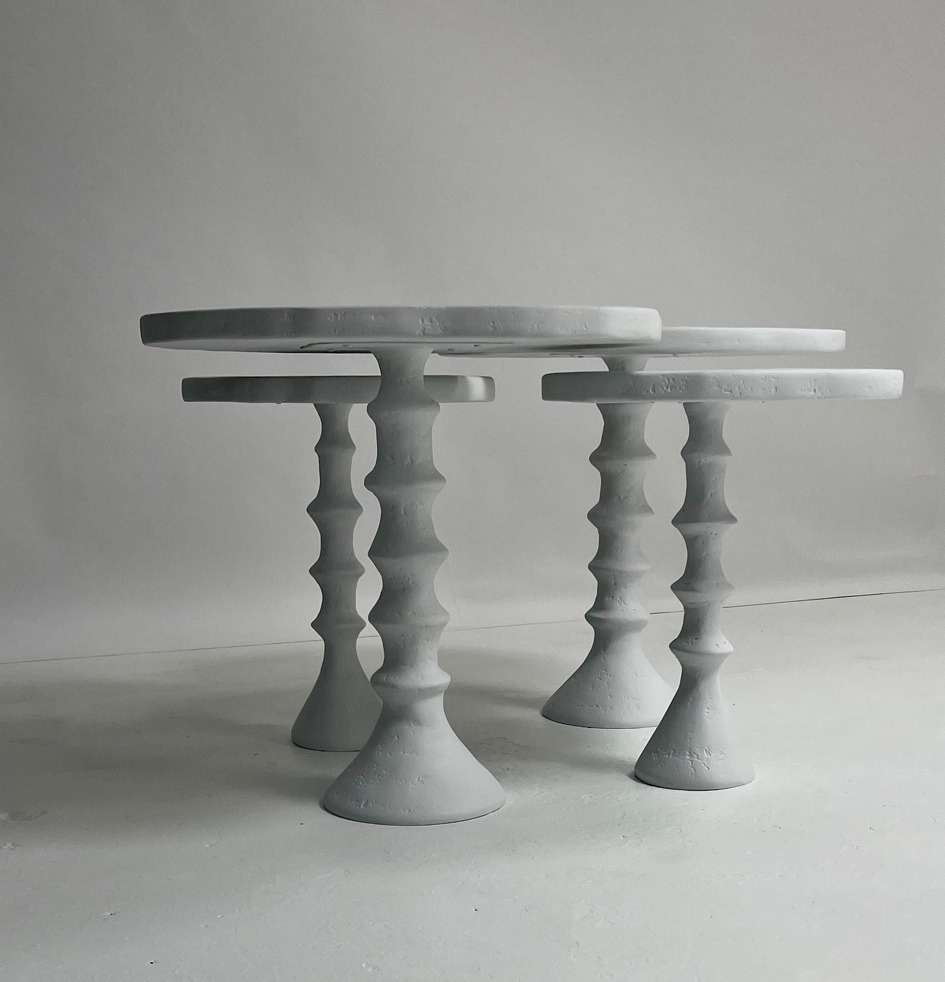Set of Four Plaster St Paul Side Tables by Bourgeois Boheme Atelier For Sale 6
