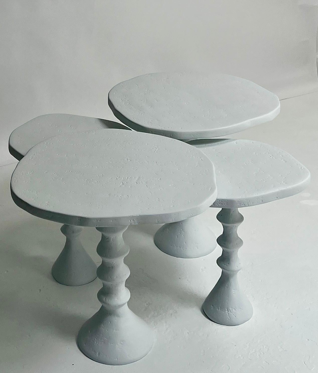 Set of Four Plaster St Paul Side Tables by Bourgeois Boheme Atelier For Sale 7
