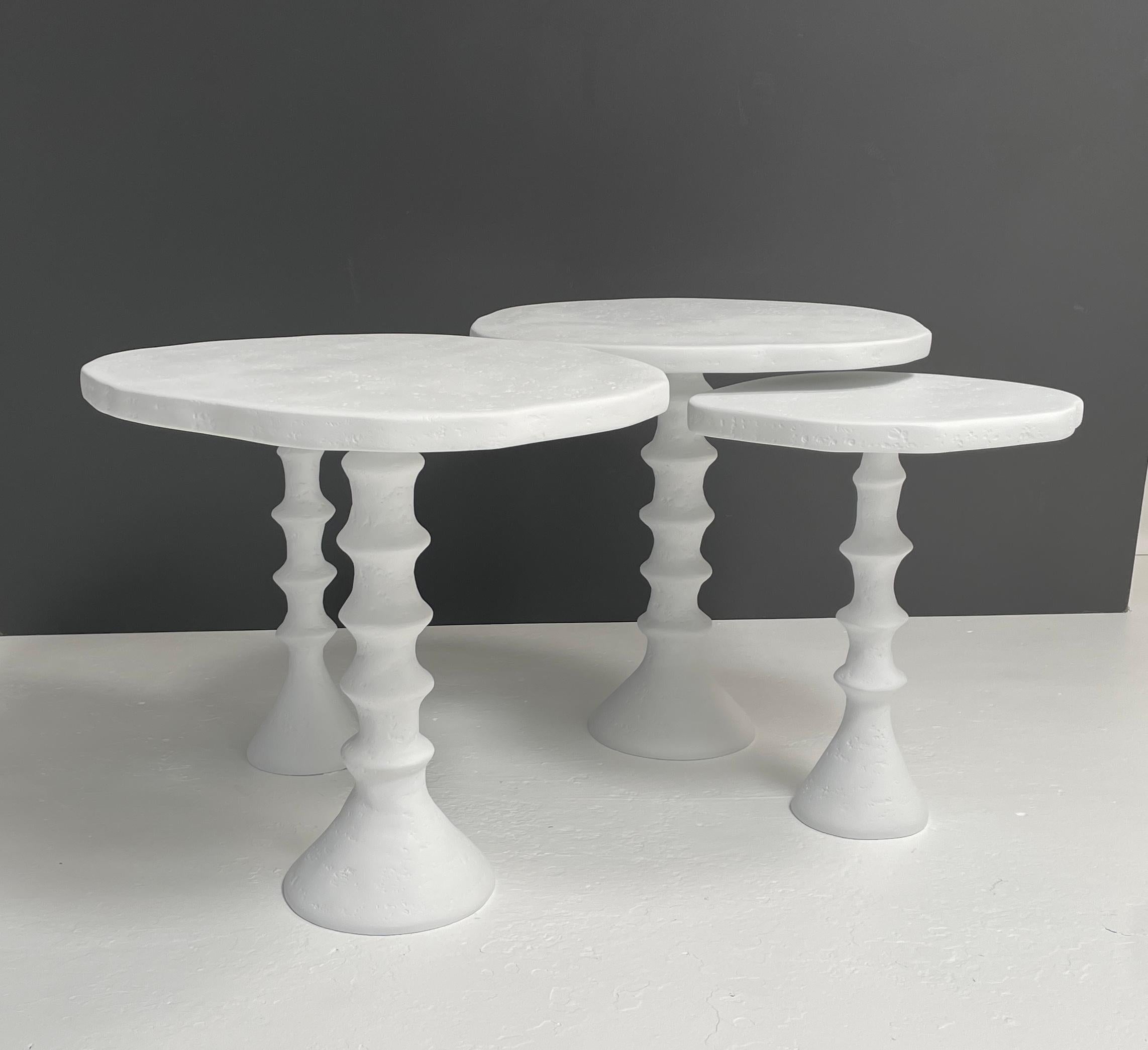 Set of Four Plaster St Paul Side Tables by Bourgeois Boheme Atelier In New Condition For Sale In Los Angeles, CA