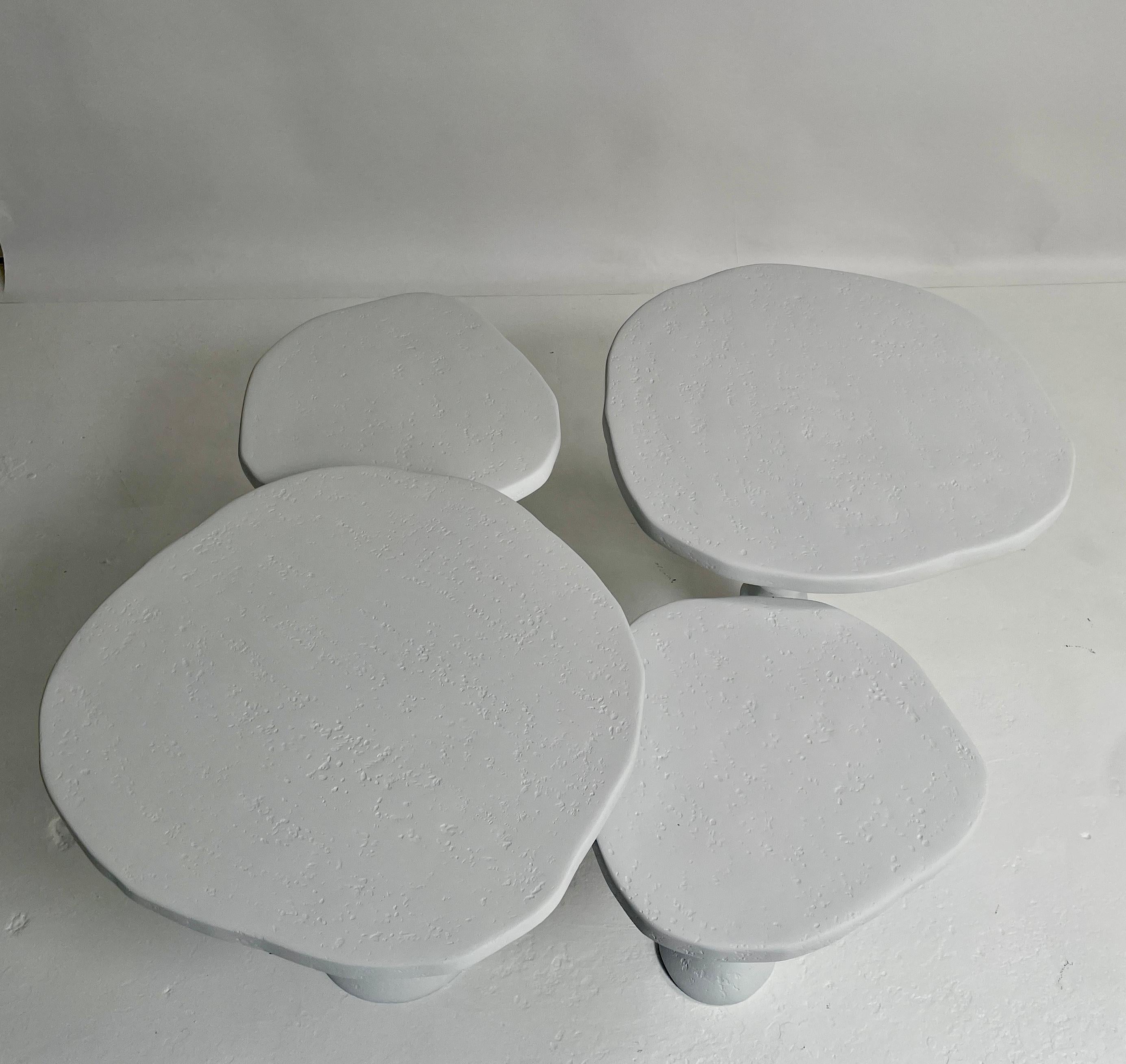 Set of Four Plaster St Paul Side Tables by Bourgeois Boheme Atelier For Sale 1