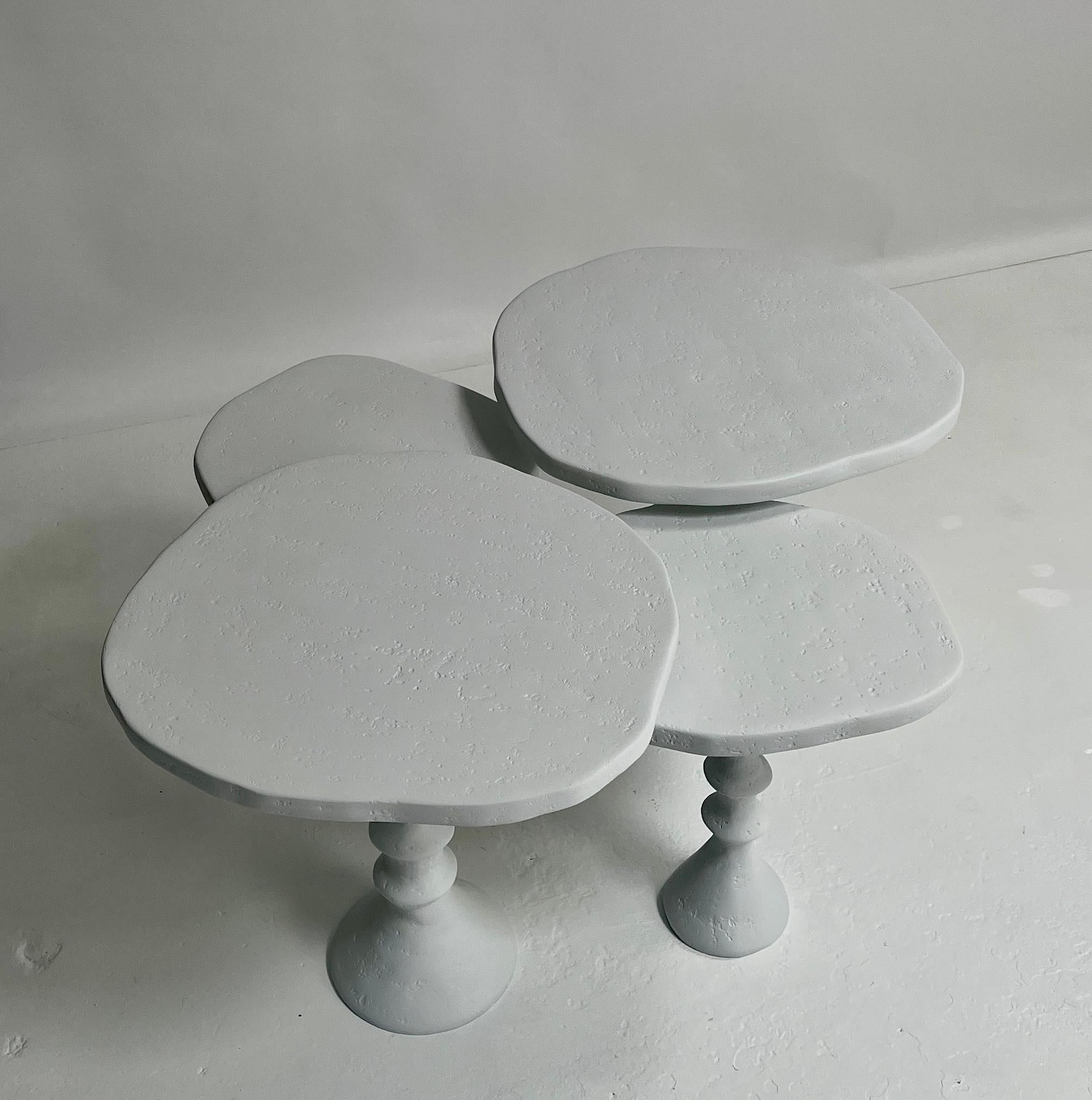 Set of Four Plaster St Paul Side Tables by Bourgeois Boheme Atelier For Sale 3