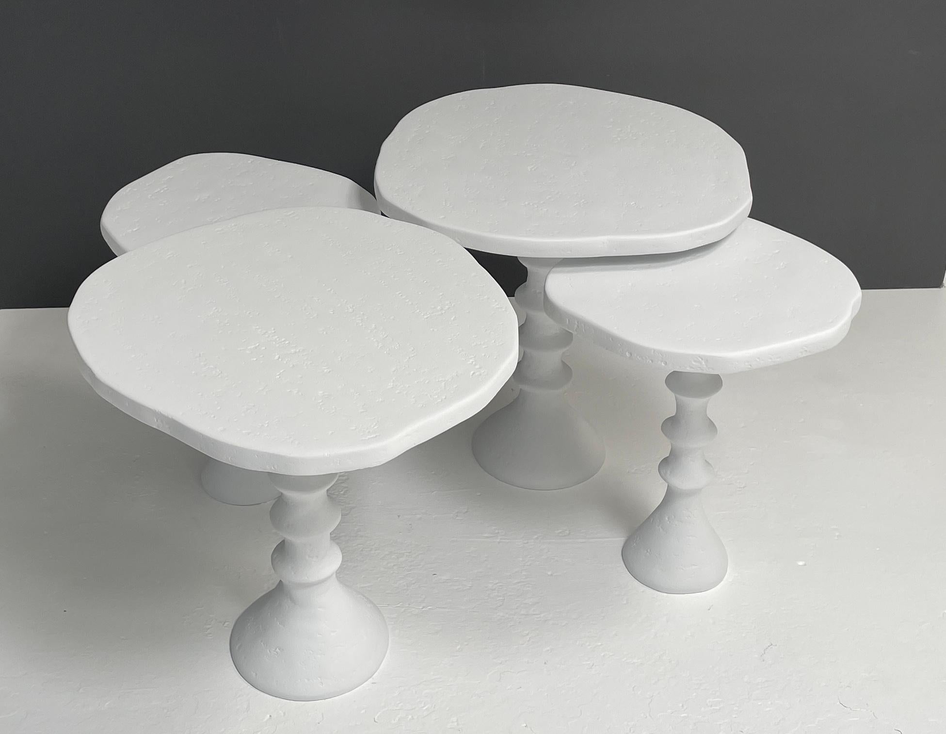 Set of Four Plaster St Paul Side Tables by Bourgeois Boheme Atelier For Sale 5