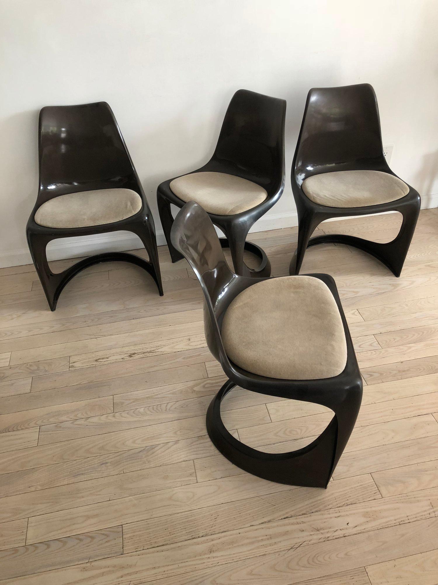Mid-Century Modern Set of Four Plastic Danish Stacking Chairs by Steen Ostergaard Cado, 1960s