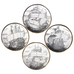 Set of Four Plates 'Velieri' by Piero Fornasetti, 1960s