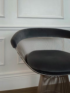Set di quattro poltrone Platner di Warren Platner per Knoll, acciaio, velluto, anni '60