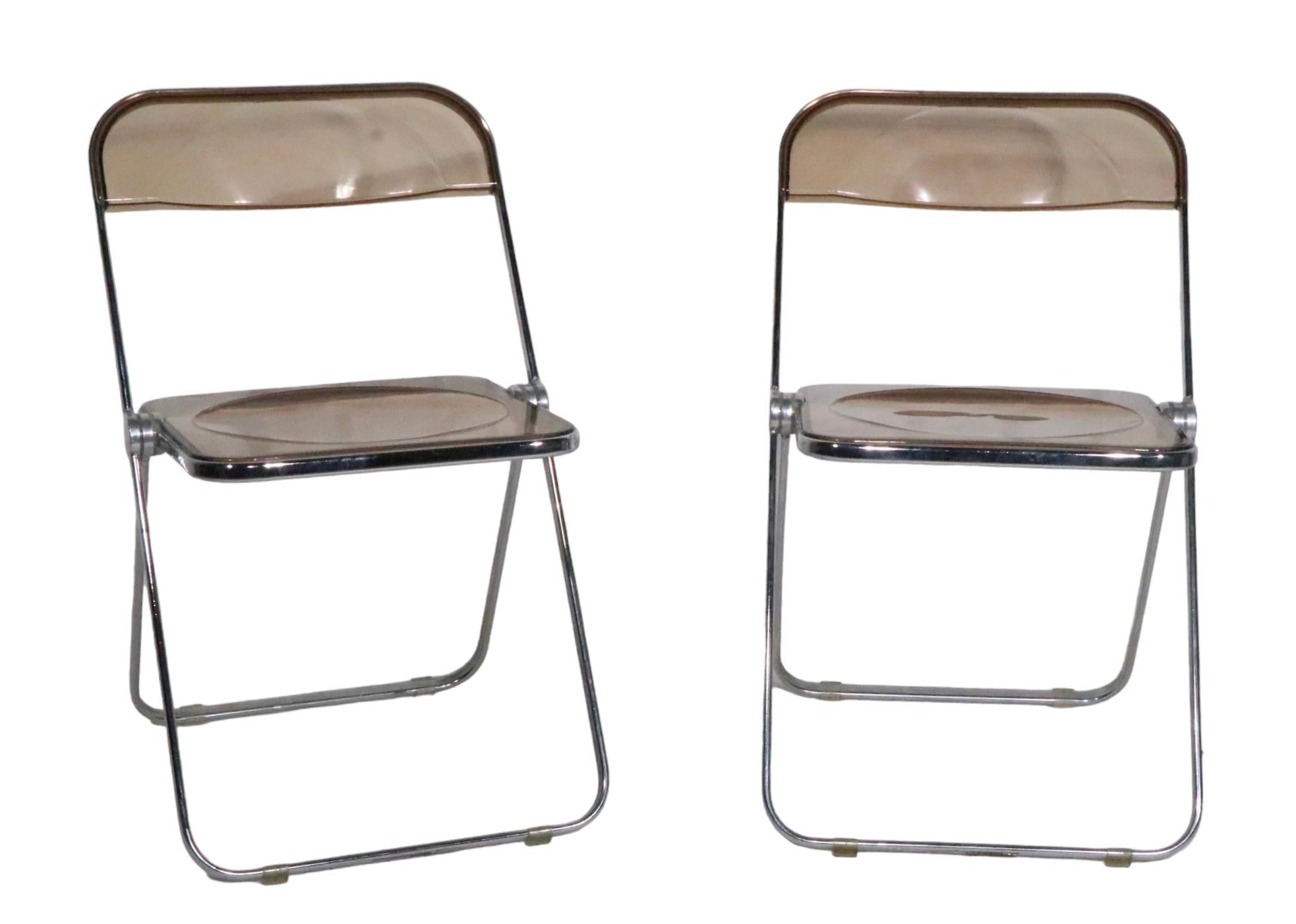 Set of Four Plia Folding Chairs by Giancarlo Piretti for Castelli, circa 1970s For Sale 6