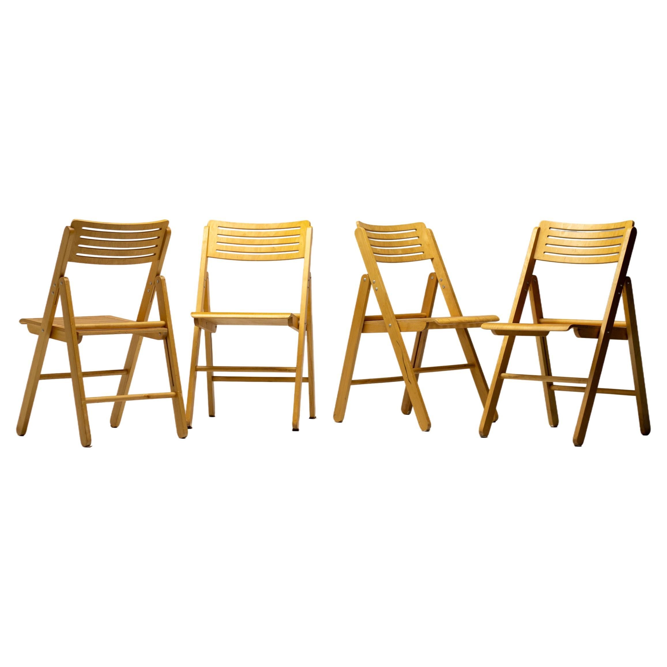 Set of Four Plywood Folding Chairs