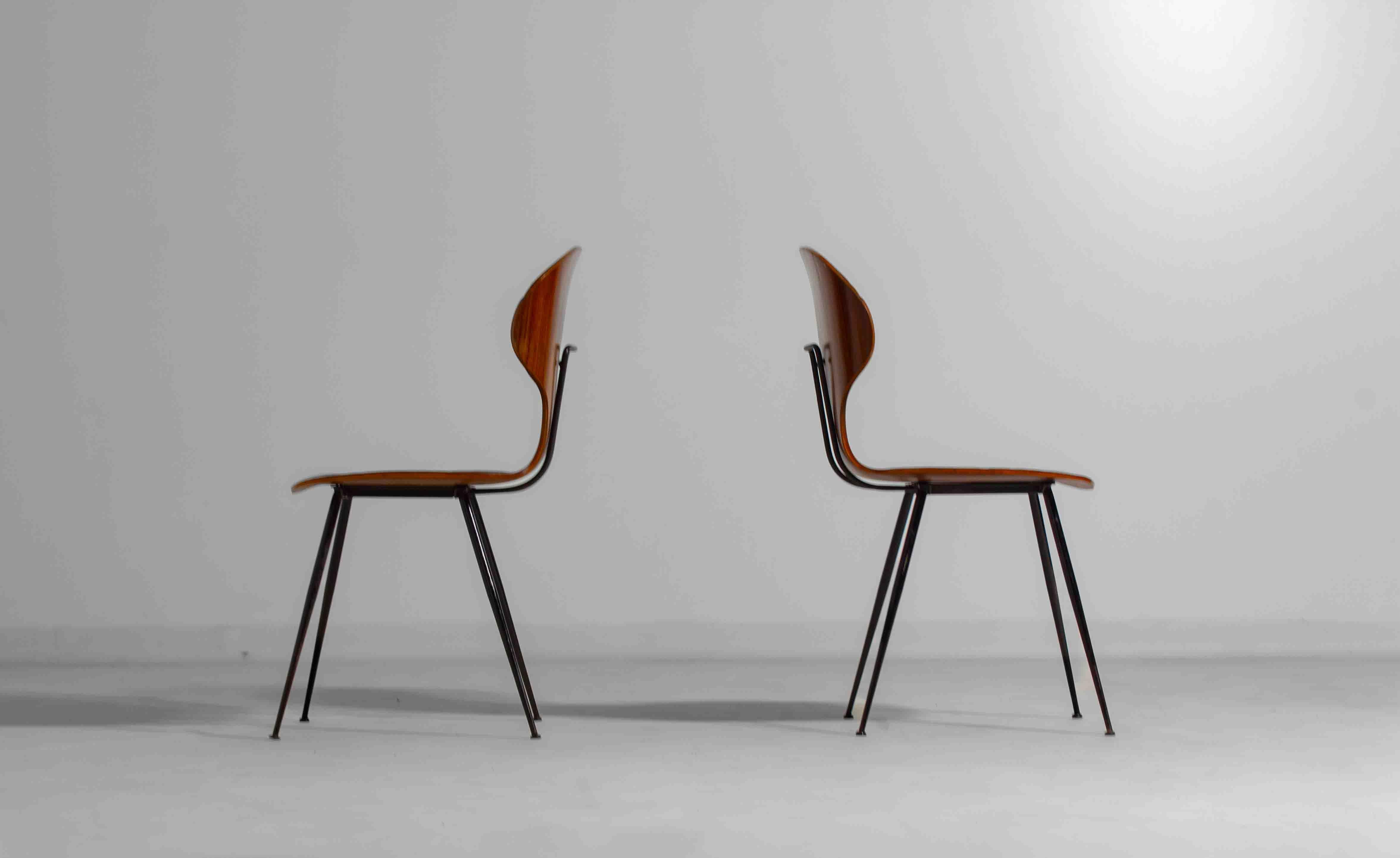 Plywood Set of four plywood 'Lulli' chairs by Carlo Ratti, Italy, 1950s For Sale