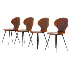 Set di quattro sedie "Lulli" in compensato di Carlo Ratti, Italia, anni '50