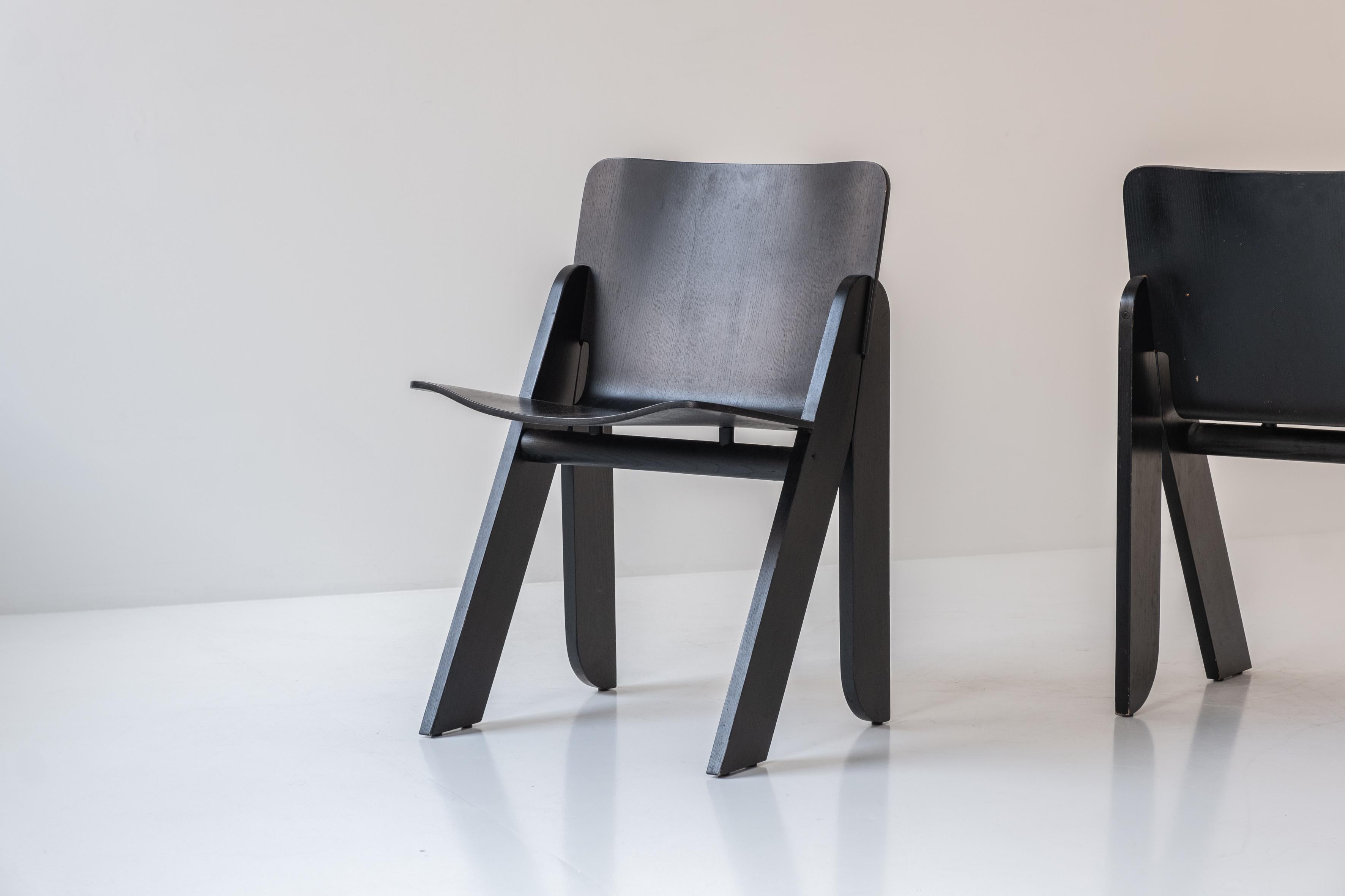 Mid-Century Modern Set of Four ‘Poeta’ Dining Chairs by Gigi Sabadin for Stilwood, Italy, 1970s