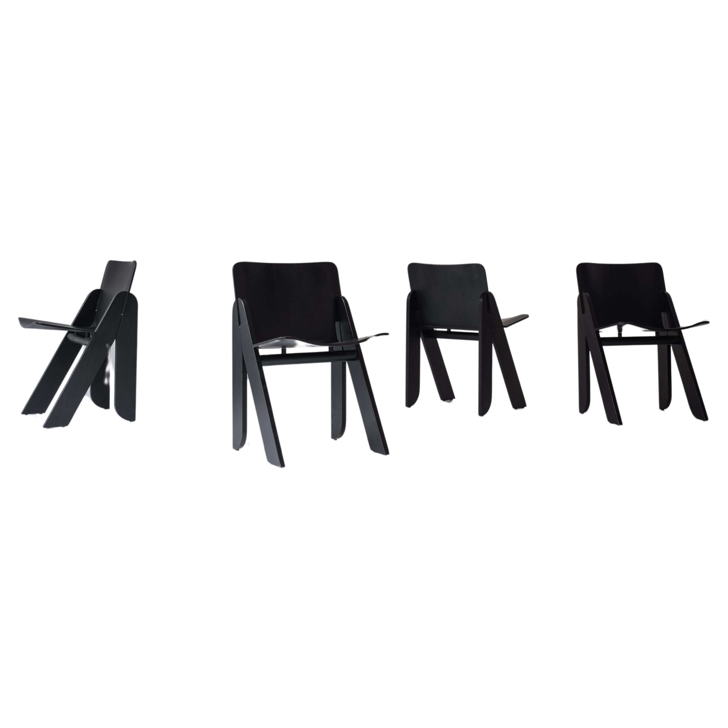 Set of Four ‘Poeta’ Dining Chairs by Gigi Sabadin for Stilwood, Italy, 1970s For Sale